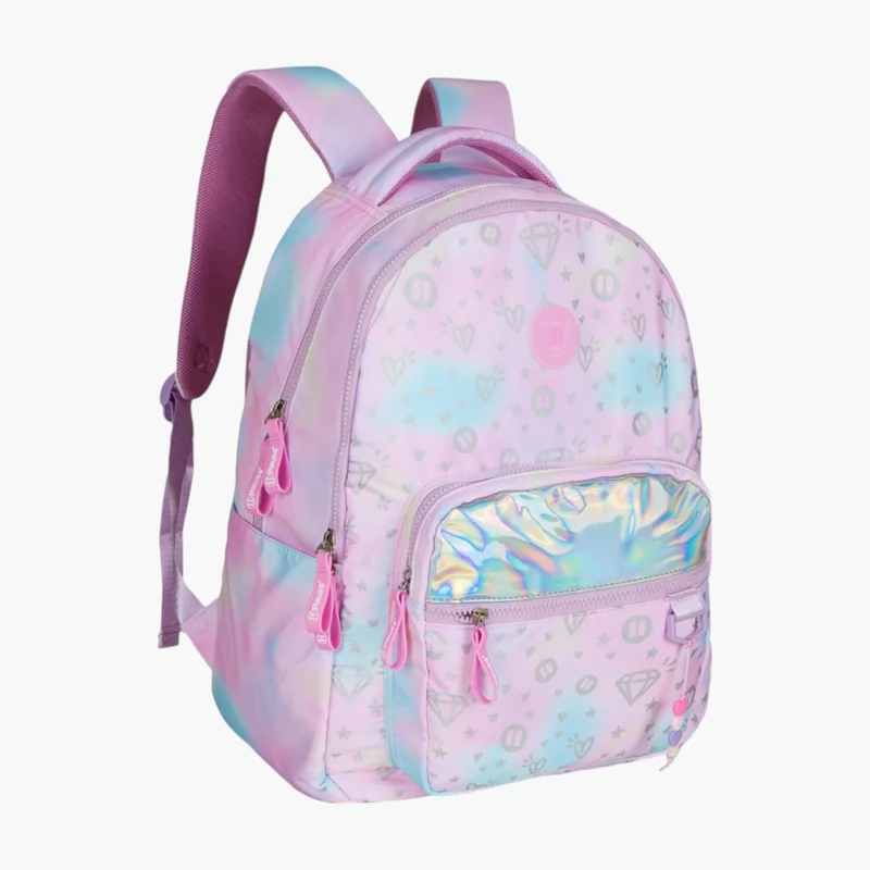 بوز Printed Backpack with Adjustable Straps and Zip Closure - 6x12x21 cms